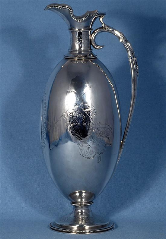 A mid Victorian silver wine ewer, by George Richards Elkington, Height 311mm Weight 21.1oz/658grms